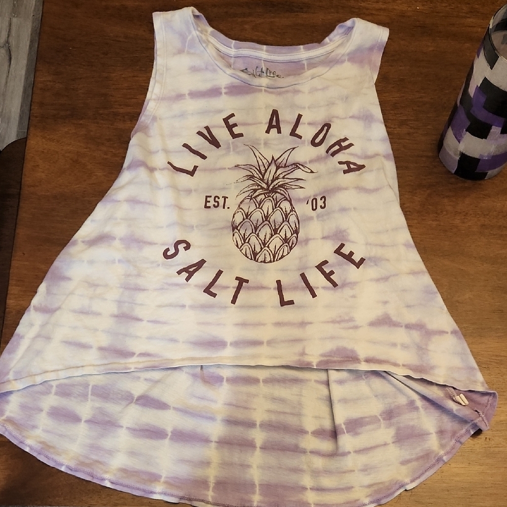 Purple and White Tie-Dye Tank Top